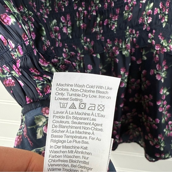 J.Crew women’s navy Twilight Berry satin smocked peplum tank top. Size XL. NWT. - Picture 8 of 8